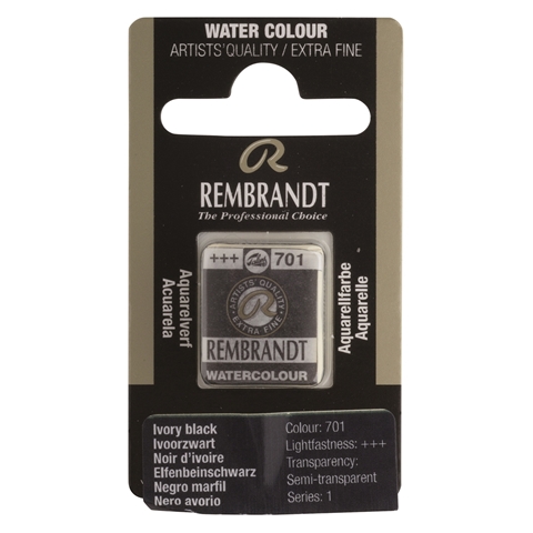 Picture of Rembrandt Watercolour Half Pan - 701 - Ivory Black   S1