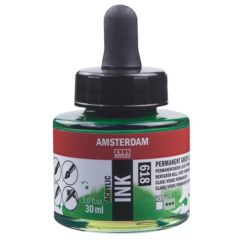 Picture of 618 - AMSTERDAM ACR INK 30ml PERM GREEN LT